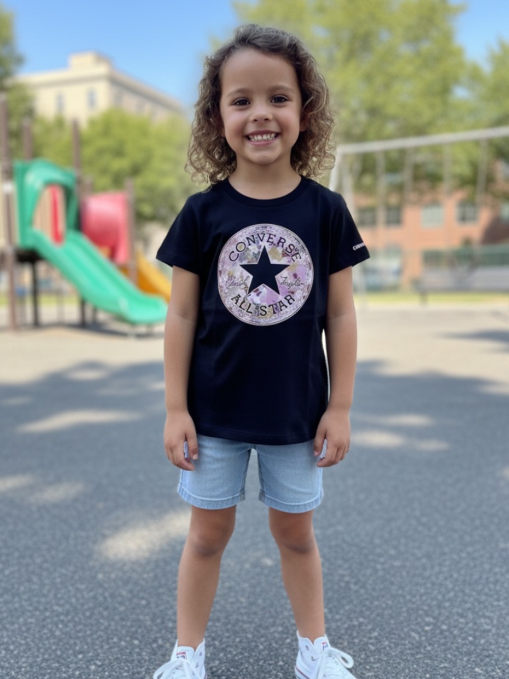 Black all-star Converse T-shirt, girls large